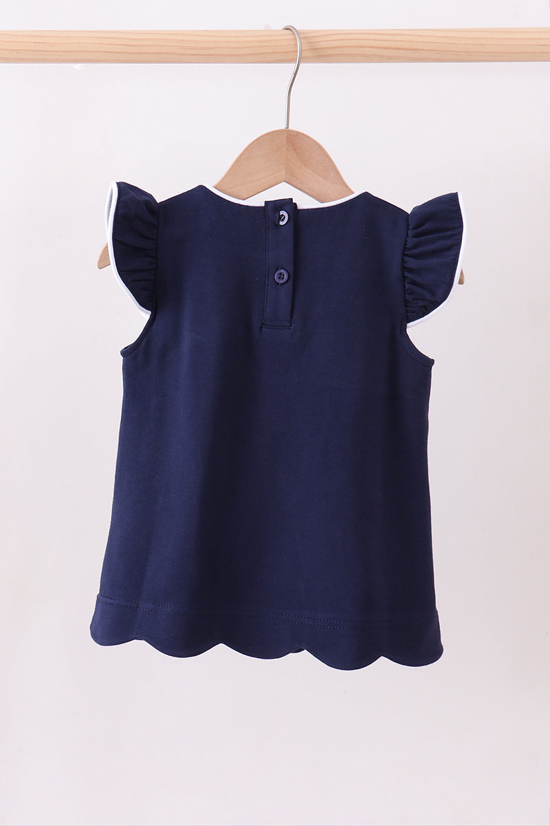 Amelia Flutter Top - Navy