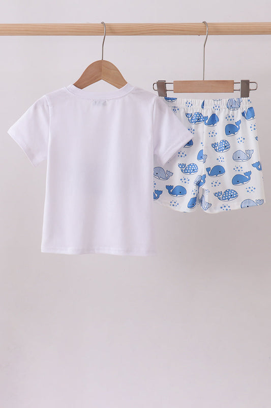 Blue Harbor Whale Shorts Set