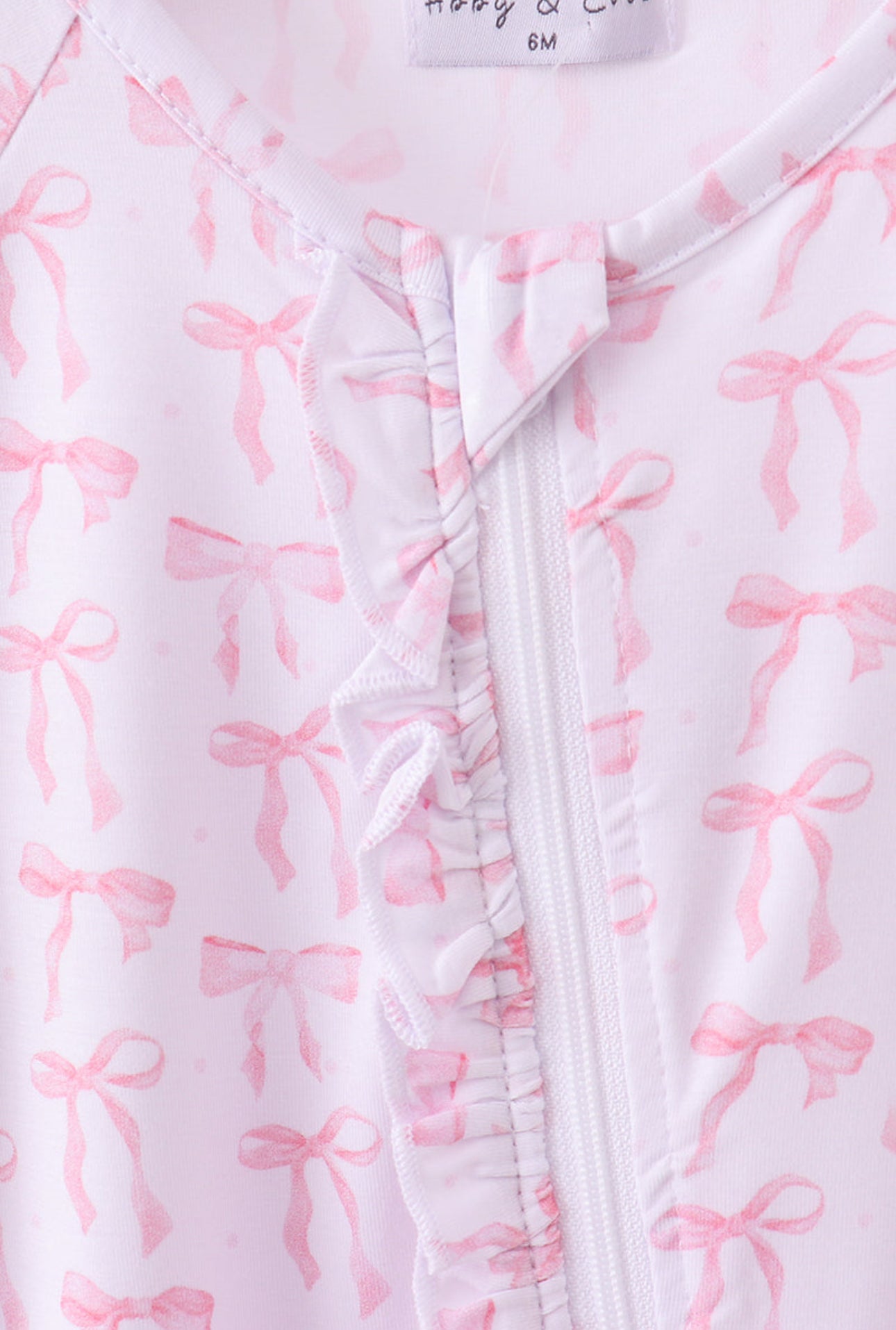 Pink Bow Ruffle Zipper Pajama
