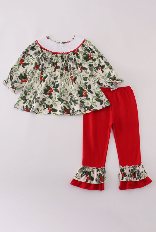 Holly Jolly Smocked Pants Set