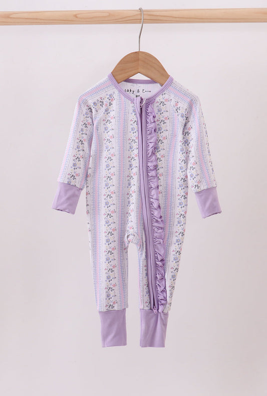 Lavender Meadow Ruffle Zip Pajama