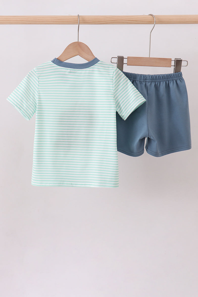 Puppy Stripe Shorts Set