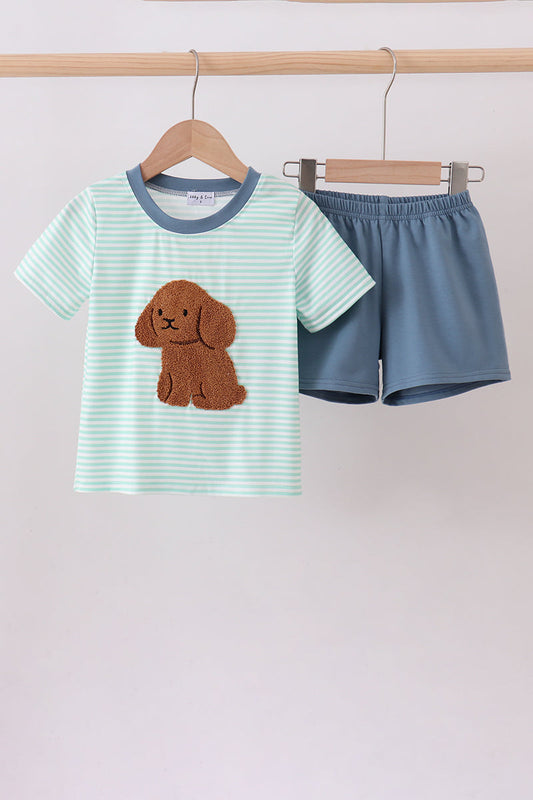 Puppy Stripe Shorts Set