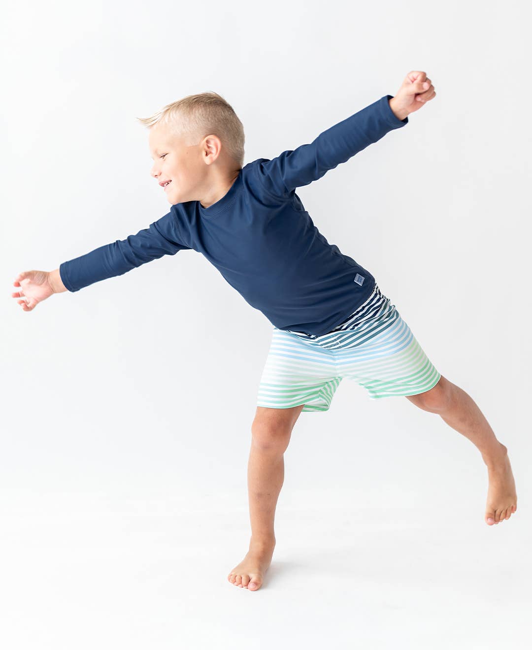 Boys Navy Long Sleeve Rash Guard: Blue