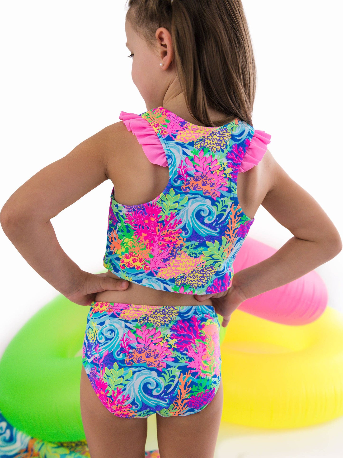 Neon Ocean Coral Racerback Tankini