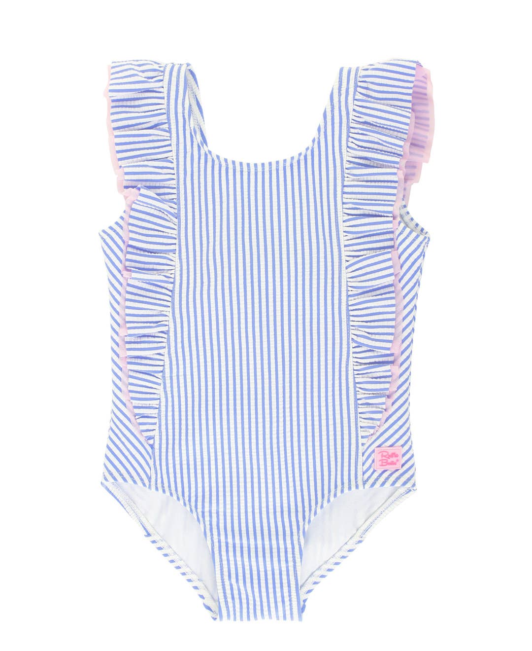 Girls Periwinkle Blue Seersucker Waterfall One Piece: