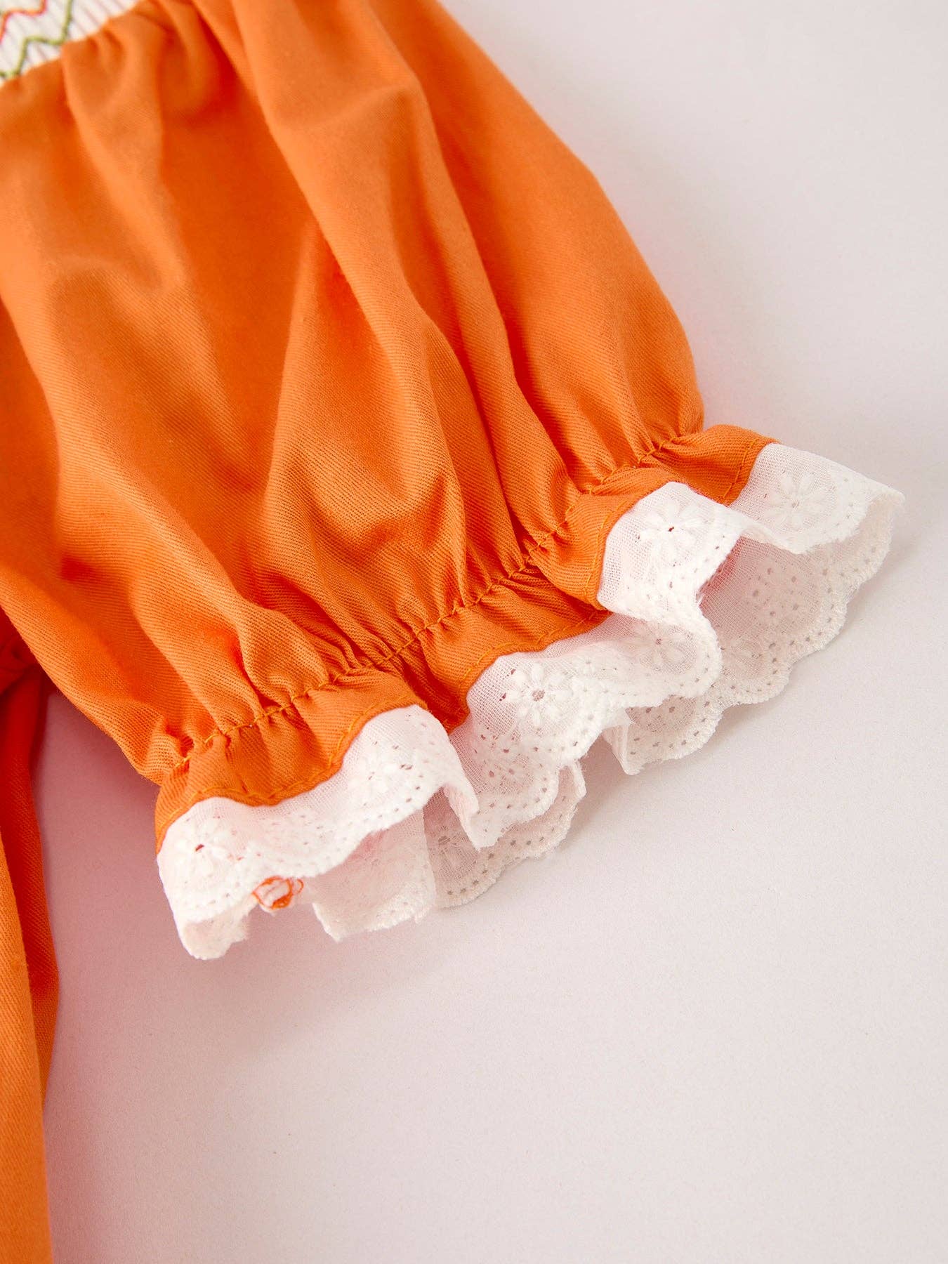Smocked Pumpkin Bishop Dress - Orange