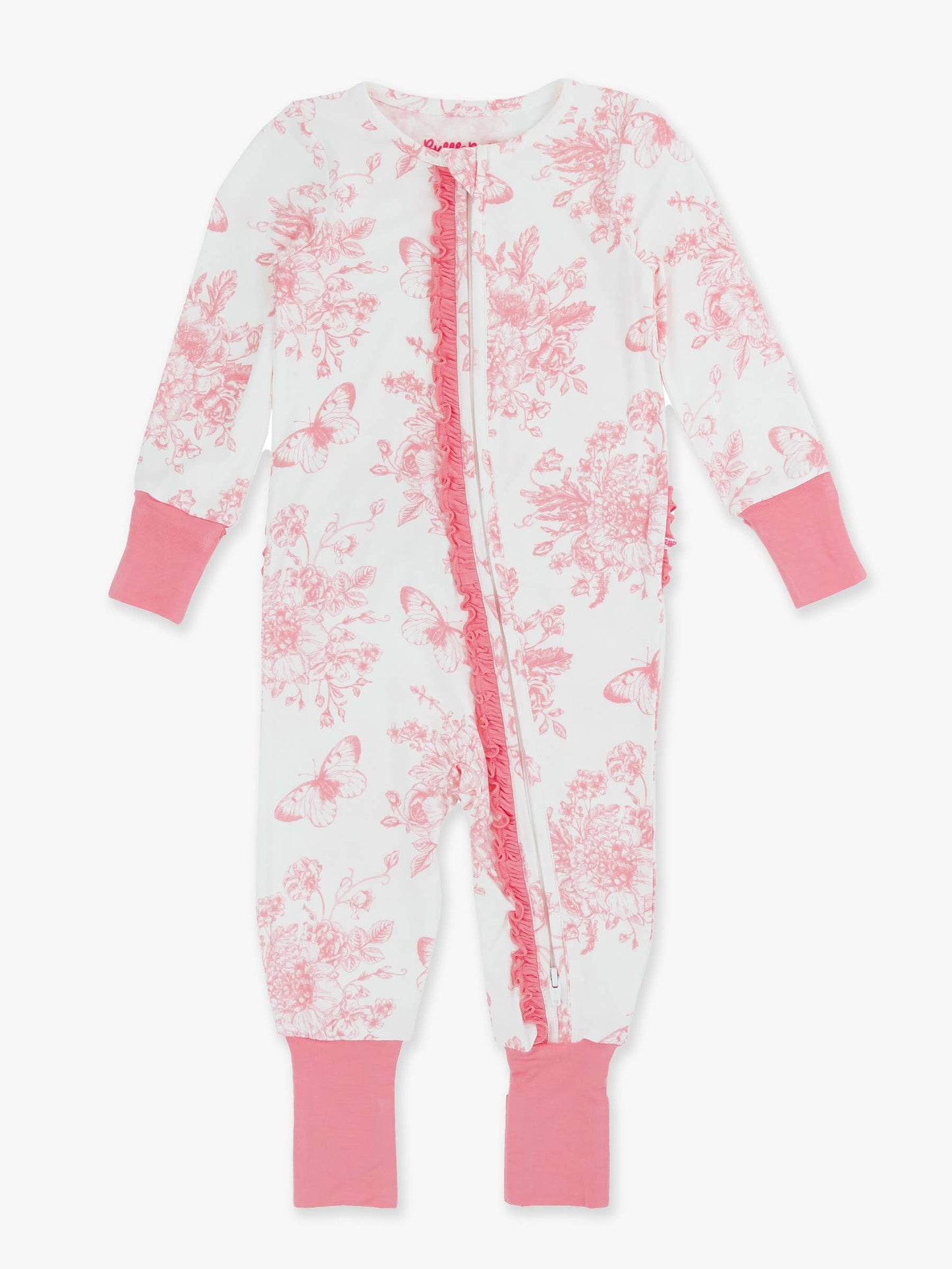 Bamboo Pink Butterfly Garden Convertible Footie Pajama