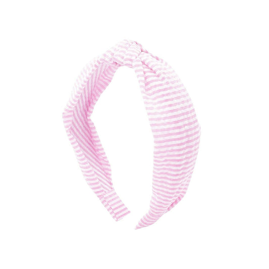 Seersucker Knot Headband: Pink