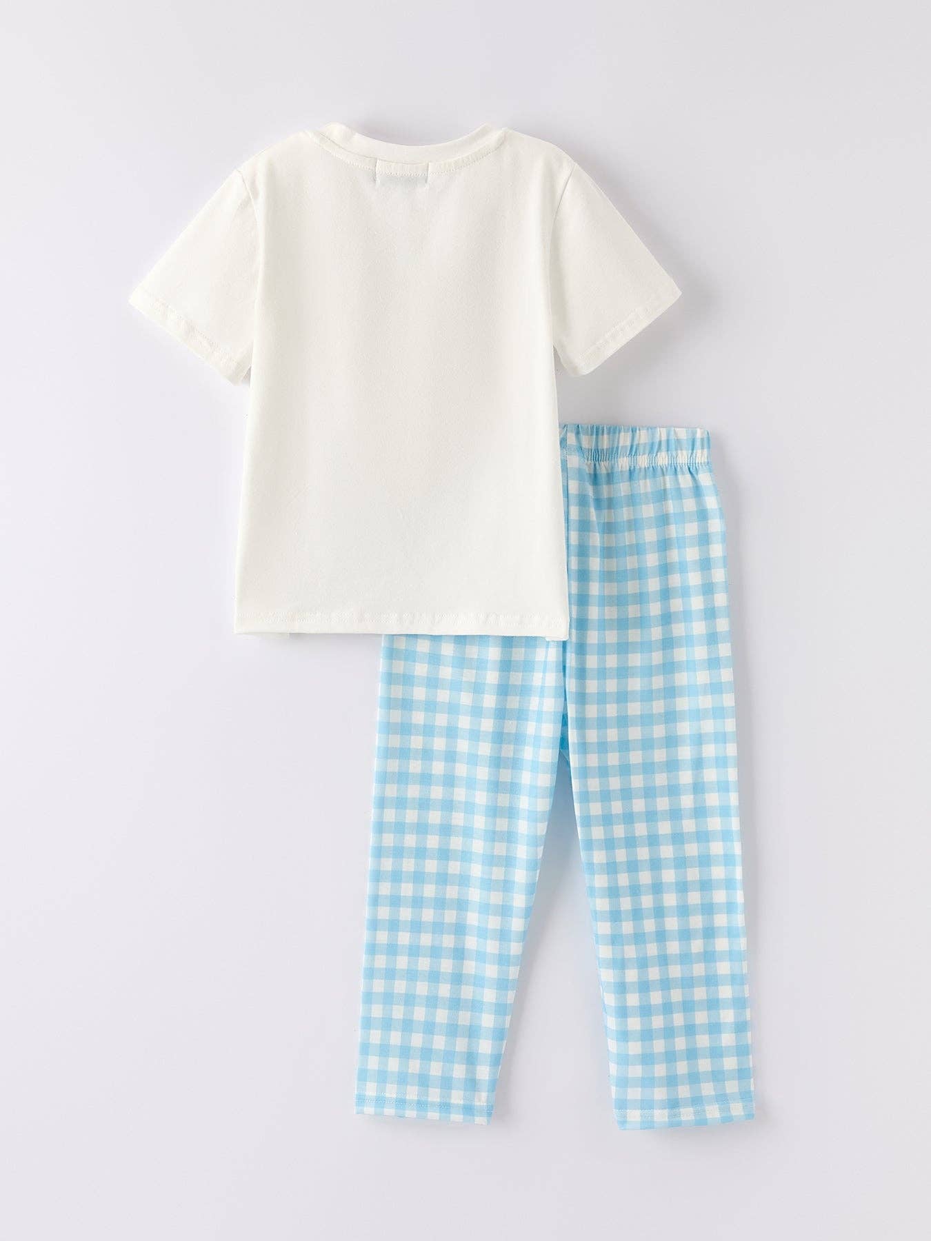 Gingham Pumpkin Smocked Pants Set - White