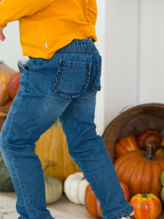 Girls Ruffle Straight Leg Jeans