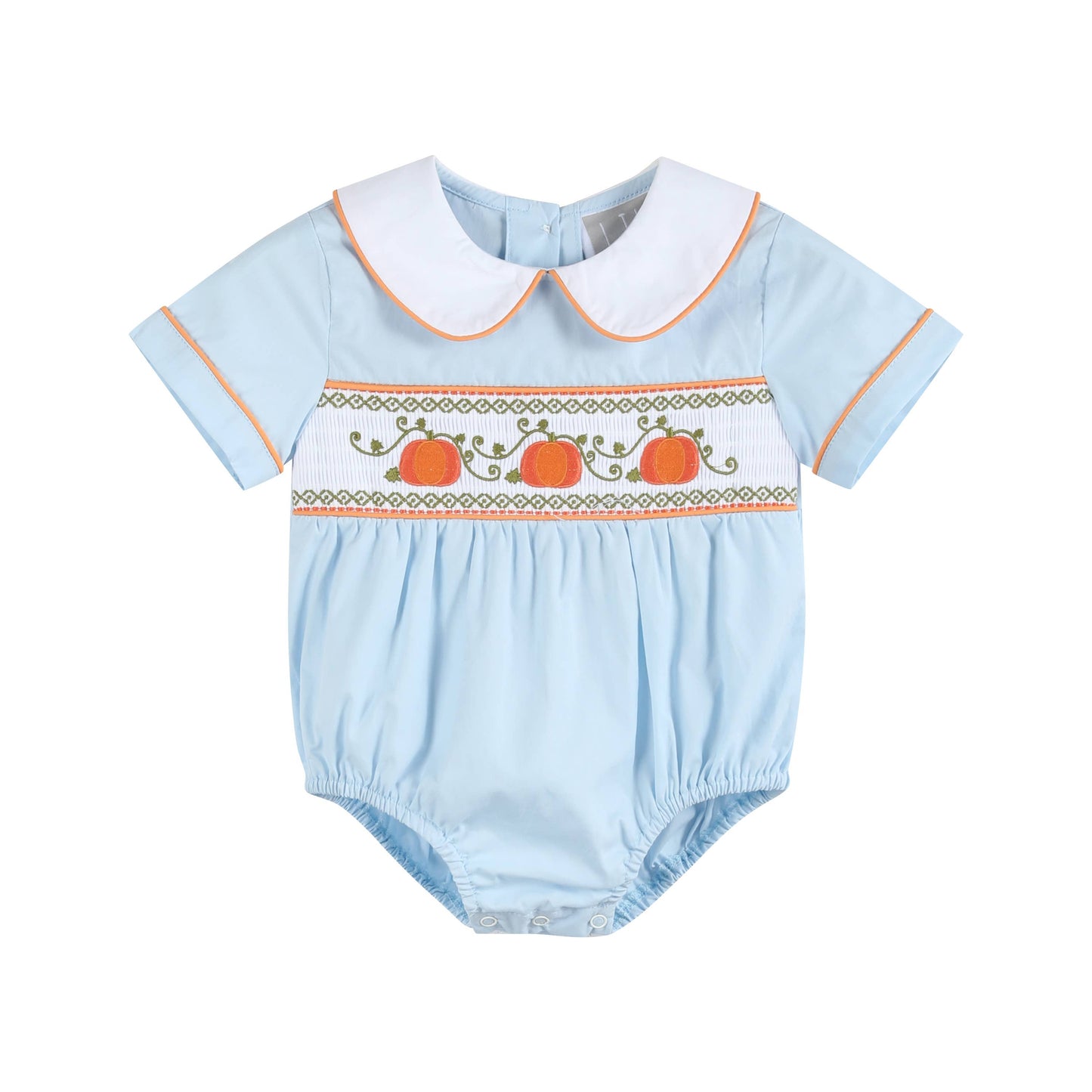 Blue Pumpkin Vine Smocked Bubble