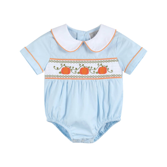 Blue Pumpkin Vine Smocked Bubble