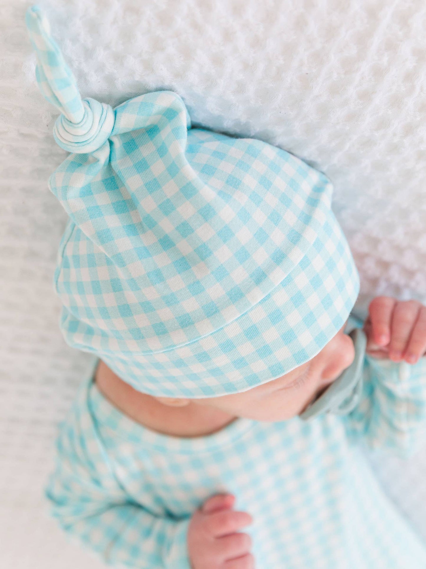 Blue Breeze Gingham Sleep Gown & Hat Set