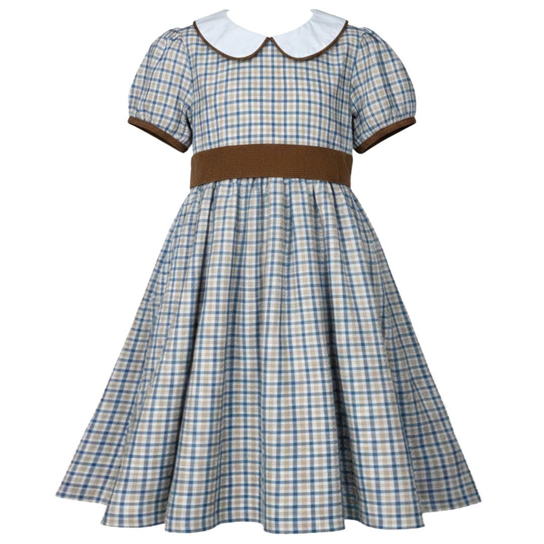 Blue/Khaki Plaid Plaid Dress