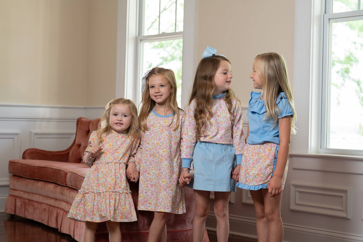 Mary Chase Watercolor Wildflower Long Sleeve Dress