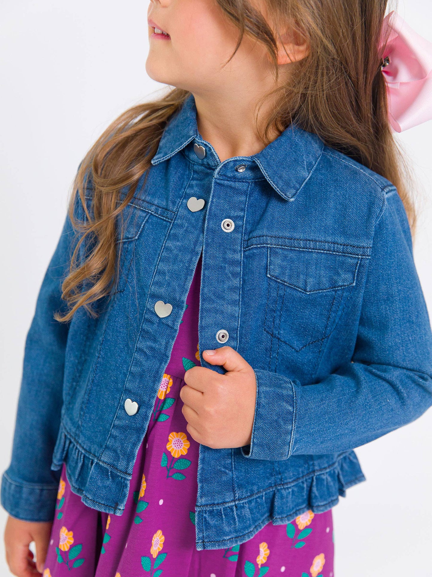 Girls Ruffle Denim Jacket