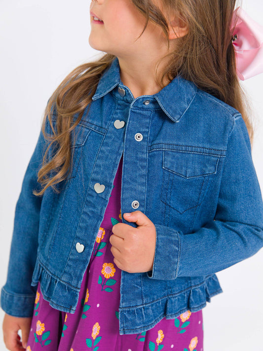 Girls Ruffle Denim Jacket