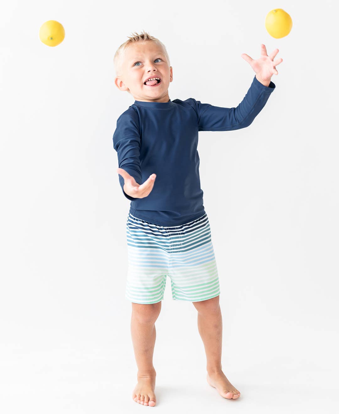 Boys Navy Long Sleeve Rash Guard: Blue