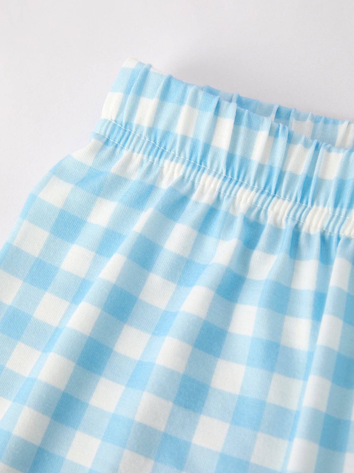 Gingham Pumpkin Smocked Pants Set - White