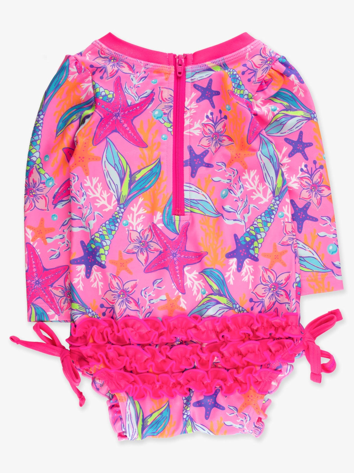 Neon Mermaid Ruffle Rash Guard